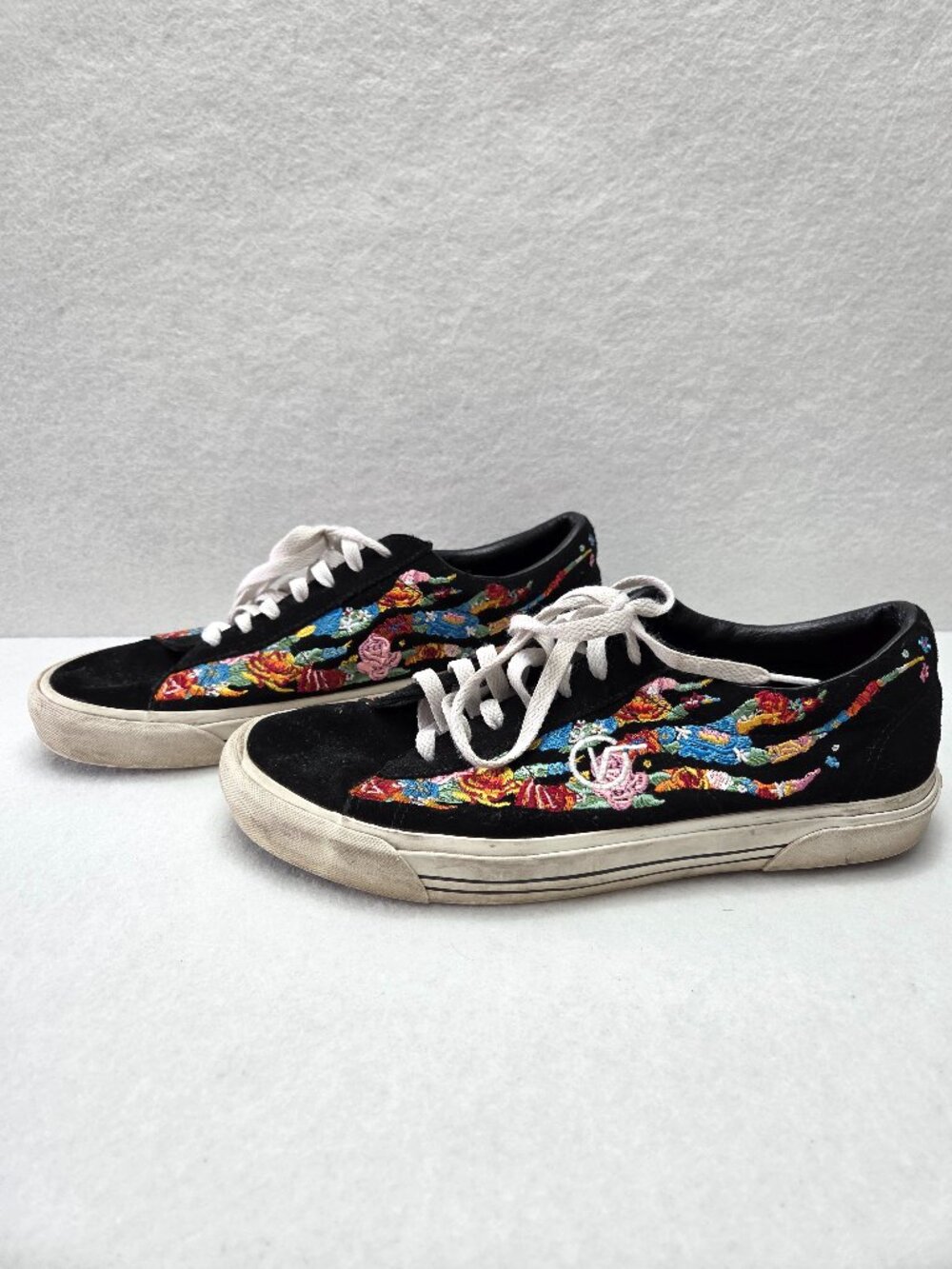Vans Sid DX Anaheim Factory Flower Flame Men 11.5 Black Embroidered Sneakers